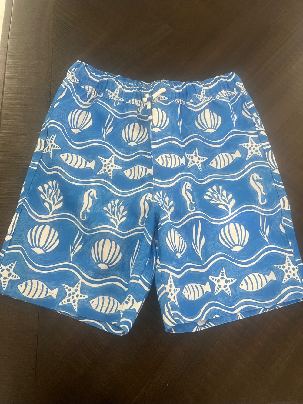 Gymboree Blue and White Boys' Swim Trunks with Sea Life Print